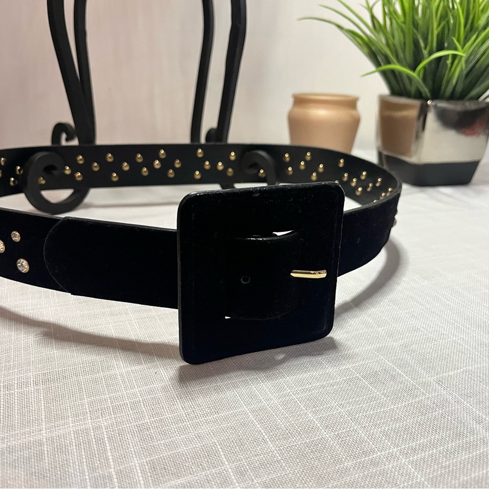Zara Black Belt with Gold and diamond Accents